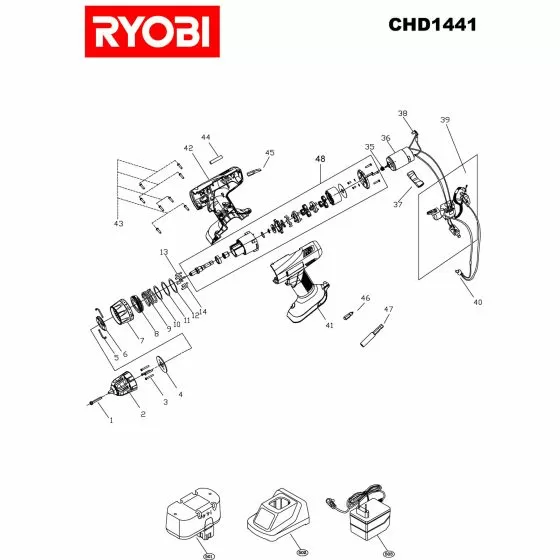 Ryobi CHD1441 Spare Parts List Type: 5133000071